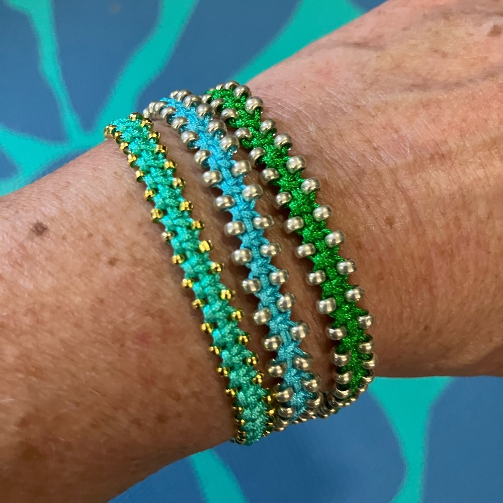 New Super Cute Boho Beaded Surf Festival Bracelet Blue Silver